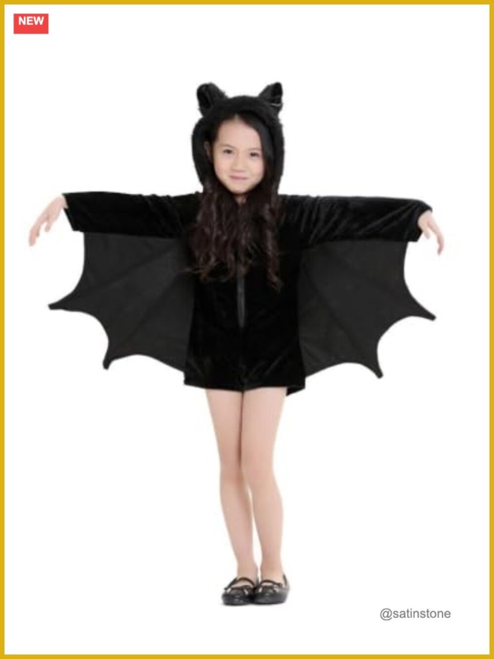 Kids Unisex Vampire Bat Costume Wings Hooded Jumpsuit Halloween